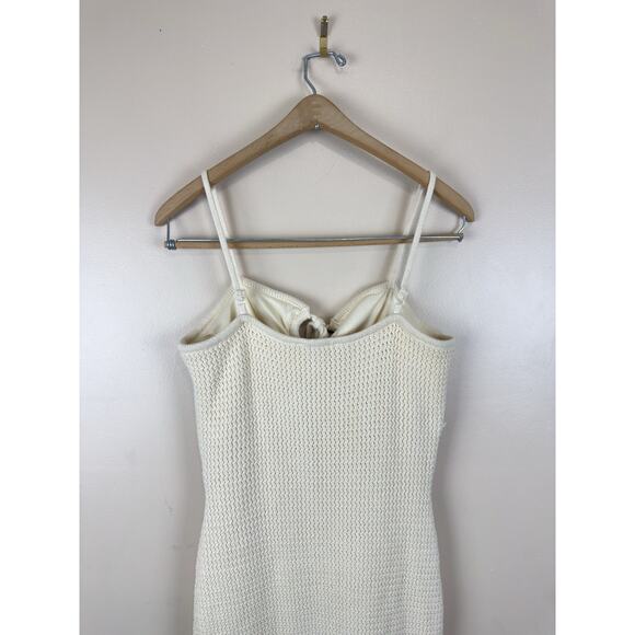 House Of Harlow 1960 Size M Beige Knit Fitted Spaghetti Strap Beach Dress - Picture 6 of 14